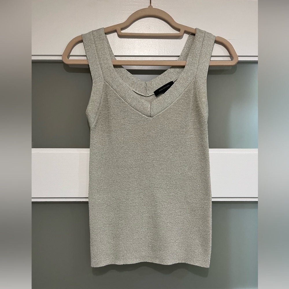 Elegant Silver Knit Tank Top shimmer metallic